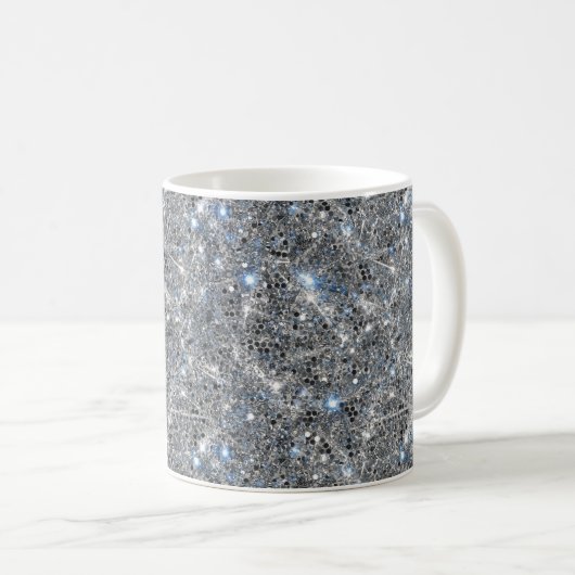 Silber Glitter Funken Hochzeit Kaffeetasse (VorderseiteRechts)