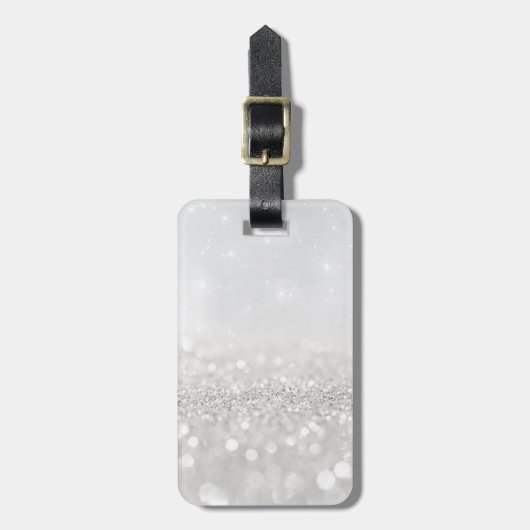 Silber Glitter Gepäckanhänger (Vorderseite vertikal)