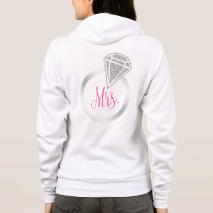Silber Glitter Girly Braut Mrs Hochzeit Damen Hoodie