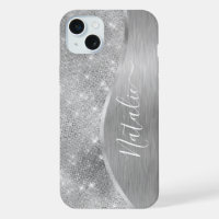 Silber Glitter Glam Bling Personalisierte Metallis