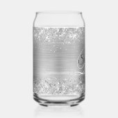 Silber Glitter Glam Fancy Monogramm Dosenglas (Rechts)