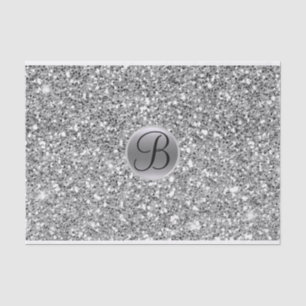 Silber Glitter Glanz Glam Monogramm Anfangsbuchsta Seidenpapier