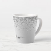 Silber Glitter Glanz Metall Monogramm Name Milchtasse (Rechte Ecke)