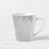 Silber Glitter Glanz Metall Monogramm Name Milchtasse (Rechts)