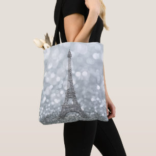 Silber Glitter Glanz Paris Eiffelturm Glamour Tasche