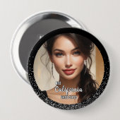 Silber Glitter Glitz-Wettbewerb-Foto-Button-Anstec Button (Vorne & Hinten)