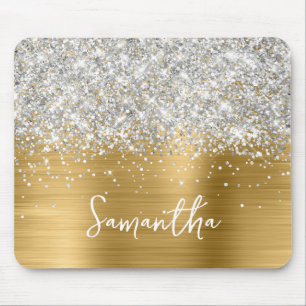 Silber Glitter Gold Glam Name Mousepad