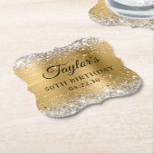 Silber Glitter Goldfolie 50. Geburtstag Untersetzer (angewinkelt)