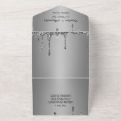 Silber Glitter Grau Schrift RSVP QR Code All In One Einladung (Außenbereich)