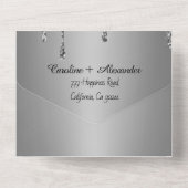 Silber Glitter Grau Schrift RSVP QR Code All In One Einladung (Rückseite)