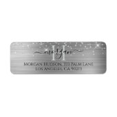 Silber Glitter & großes Monogramm, schwarzer Schri (Vorne)