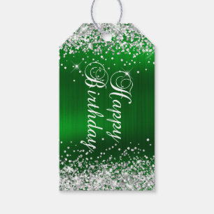 Silber Glitter Grün Folie Alles Gute zum Geburtsta Geschenkanhänger