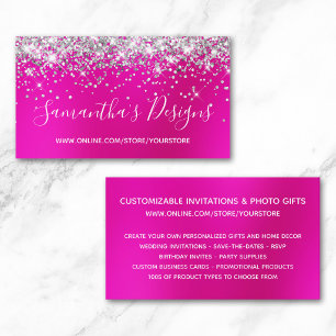 Silber-Glitter-Hell-Hot-Pink-Blur-Onlineshop Visitenkarte
