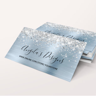 Silber Glitter Hellblau Faux Folie Online-Shop Visitenkarte