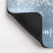 Silber Glitter Hellblauer Glam Name Mousepad (Ecke)