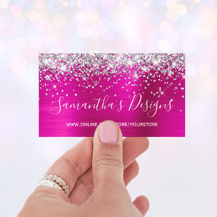 Silber-Glitter Helles Rosa-Folie Online-Shop Visitenkarte
