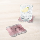Silber Glitter Hellrosa Folie 50. Geburtstag Untersetzer (Vor Ort)