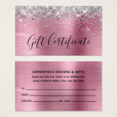 Silber Glitter Hellrosa Folie Geschenkgutschein (Vorne & Hinten)