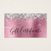 Silber Glitter Hellrosa Folie Geschenkgutschein (Vorderseite)