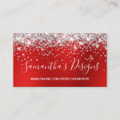 Silber-Glitter-Hellrot-Blur-Online-Shop Visitenkarte (Vorderseite)