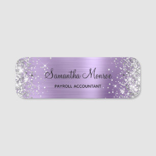 Silber Glitter Hellviolett Folie Namensschild