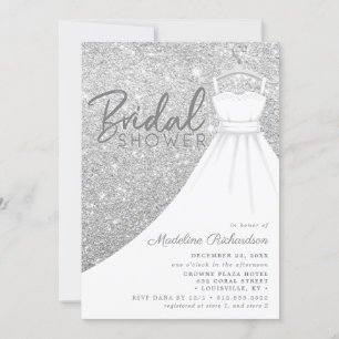 Silber Glitter Hochzeitskleid Chic Brautparty Einladung
