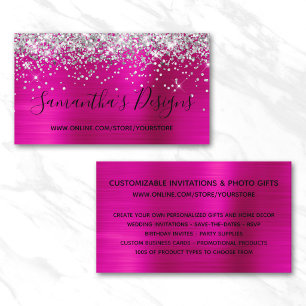 Silber Glitter Hot Pink Folie Online-Shop Visitenkarte