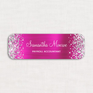 Silber Glitter Hot Pink Folien Name Titel Namensschild