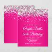 Silber Glitter Hot Pink Ombre 60. Geburtstag (Vorne/Hinten)