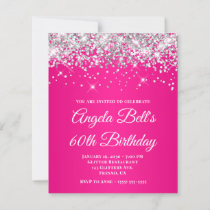 Silber Glitter Hot Pink Ombre 60. Geburtstag