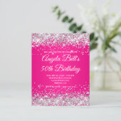 Silber Glitter Hot Pink Ombre Fancy Monogramm (Stehend Vorderseite)