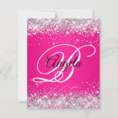 Silber Glitter Hot Pink Ombre Fancy Monogramm 40. (Rückseite)