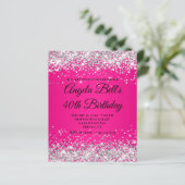 Silber Glitter Hot Pink Ombre Fancy Monogramm 40. (Stehend Vorderseite)