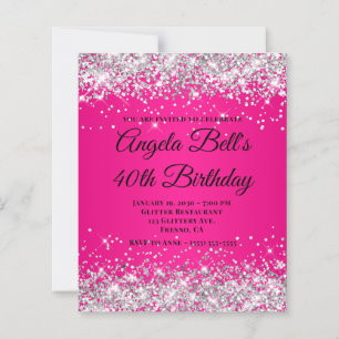 Silber Glitter Hot Pink Ombre Fancy Monogramm 40.