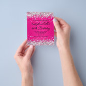 Silber Glitter Hot Pink Ombre Fancy Monogramm 40. Flyer (Gruppe)