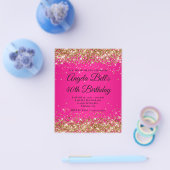 Silber Glitter Hot Pink Ombre Fancy Monogramm 40. Flyer (Einzeln)
