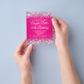 Silber Glitter Hot Pink Ombre Fancy Monogramm Flyer (Gruppe)