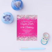 Silber Glitter Hot Pink Ombre Fancy Monogramm Flyer (Einzeln)