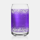 Silber Glitter Indigo Violett Glam Fancy Monogramm Dosenglas (Rückseite)