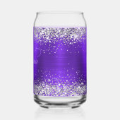 Silber Glitter Indigo Violett Glam Fancy Monogramm Dosenglas (Links)