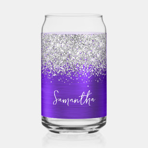 Silber Glitter Indigo Violett Glam Name Dosenglas