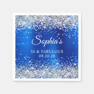 Silber Glitter Königlich Blau Folie 50 & Fantastis Serviette