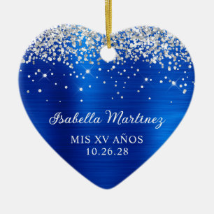 Silber Glitter Königlich Blau Folie Mis XV Anos Fo Keramik Ornament