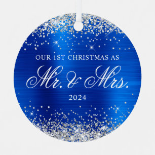 Silber Glitter Königlich Blau Folie Unser 1. Weihn Ornament Aus Metall