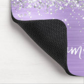 Silber Glitter Lavendel Glam Name Mousepad (Ecke)