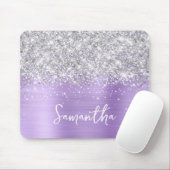 Silber Glitter Lavendel Glam Name Mousepad (Mit Mouse)