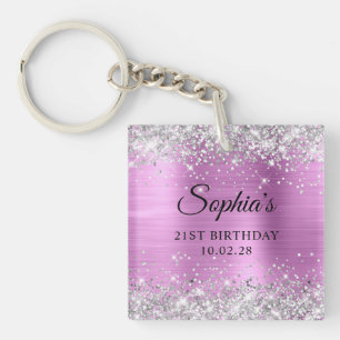 Silber Glitter Lavendel P Folie 21. Geburtstag Fot Schlüsselanhänger
