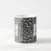 Silber Glitter Leopard Monogram Spaß Kaffeetasse (Mittel)