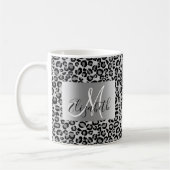 Silber Glitter Leopard Monogram Spaß Kaffeetasse (Links)
