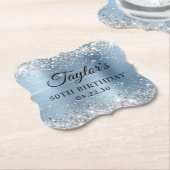 Silber Glitter Light Blau Folie 50. Geburtstag Untersetzer (angewinkelt)